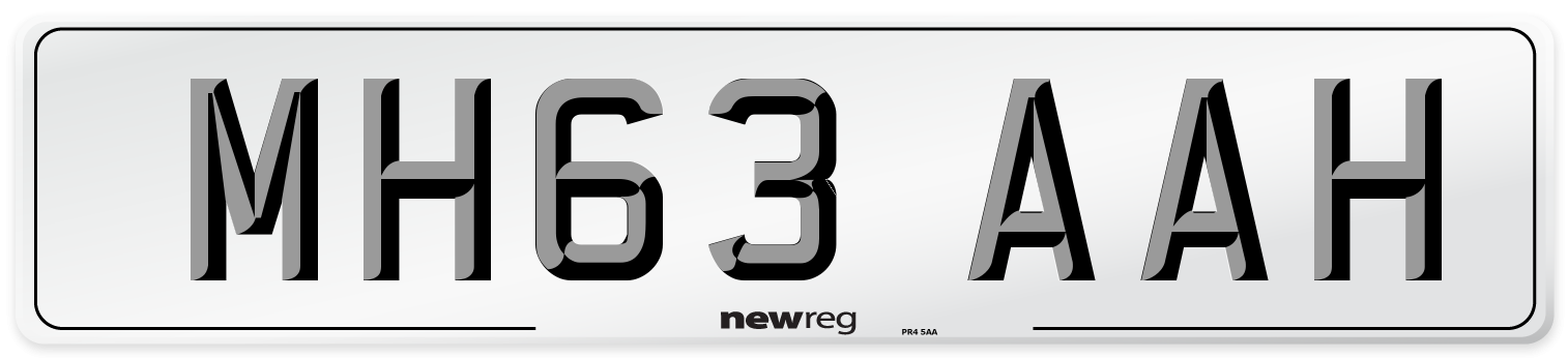 MH63 AAH Number Plate from New Reg